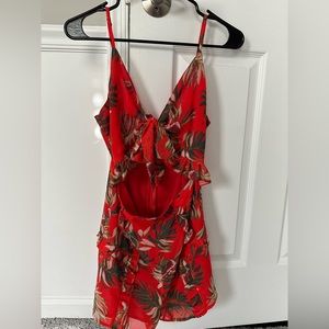 Red Floral Cut Out Romper